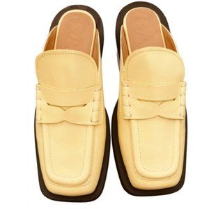 Ganni Square Toe Loafer Mules - Size 10/41 - Yellow